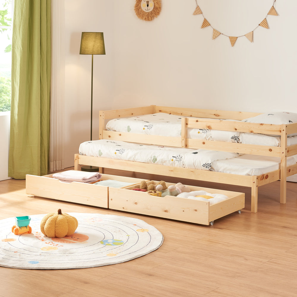 Doppel - Kinderbed Sonkajärvi 90x200cm grenenhout natuur [en.casa] - premiumXL