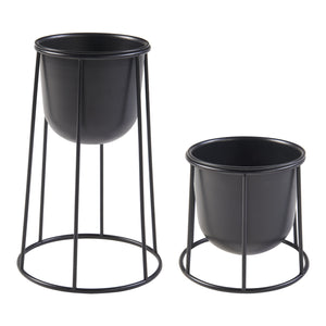 [en.casa] Plantenstandaard Nesseby set van 2 zwart