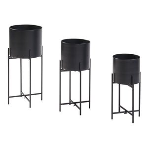 [en.casa] Plantenstandaard Orsa set van 3 zwart