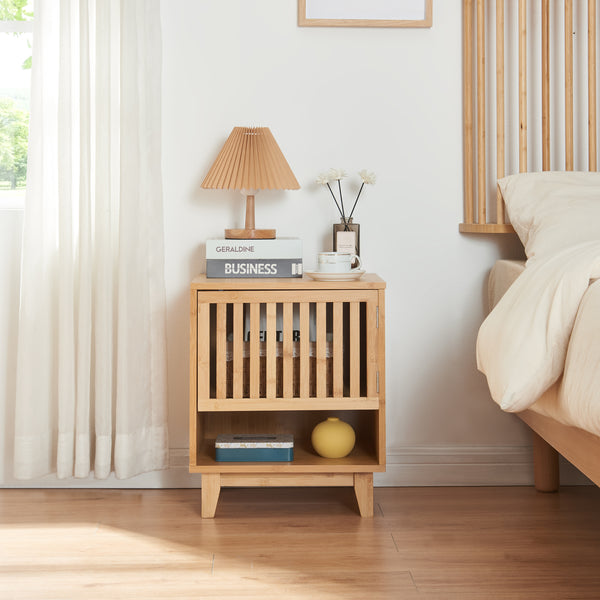 Nachtkast Ypäjä bamboe 50x42x39 cm naturel [en.casa]