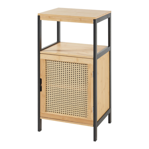 Badkamerkast Tervola 80x40x35 cm zwart naturel rotan look [en.casa]