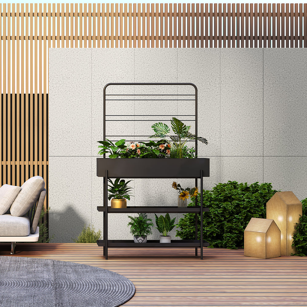 Outdoor plantenstandaard Aalsmeer metaal 154x96x24 cm zwart [casa.pro] - premiumXL