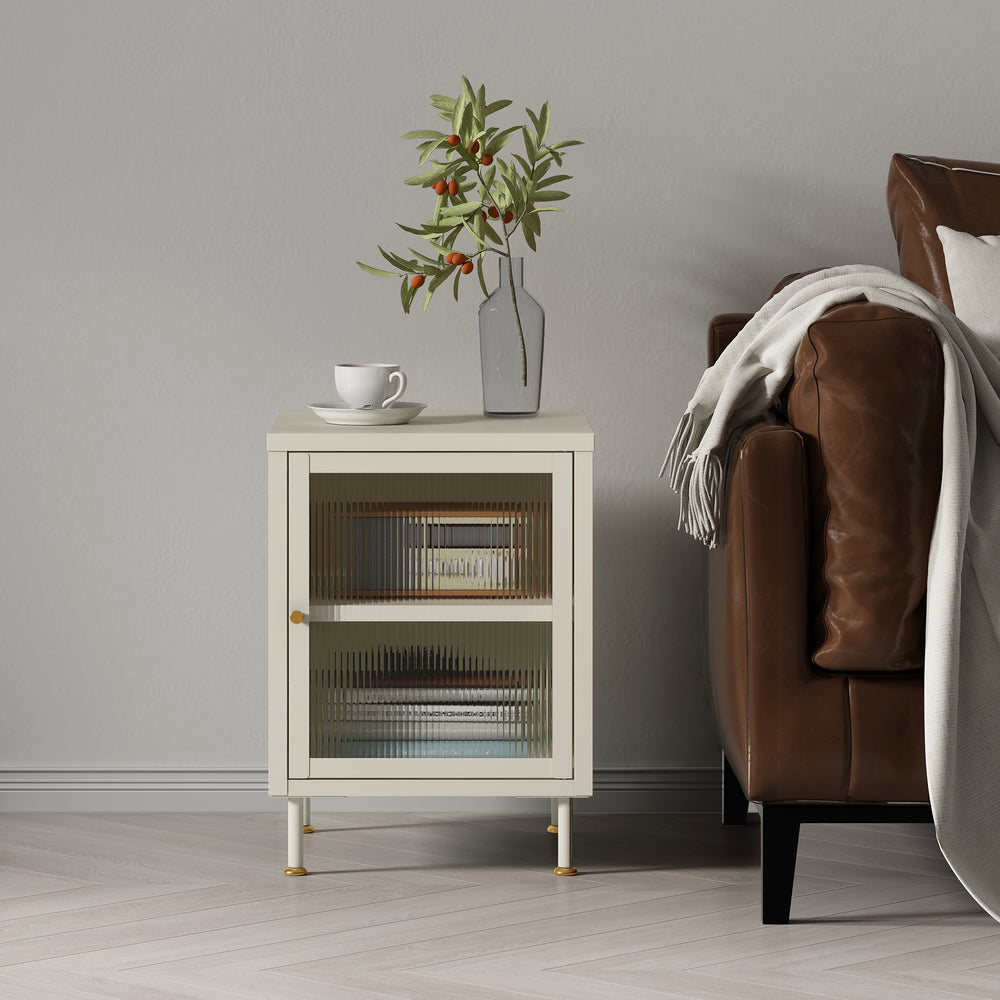 Beistellschrank Lindau 56x40x40 cm crème wit [en.casa] - premiumXL