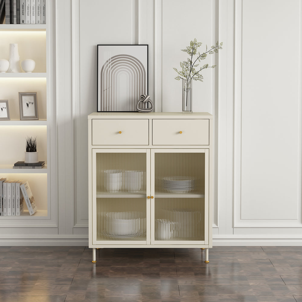 Sideboard Lindau Staal 97x80x40 cm Crème-wit [en.casa] - premiumXL