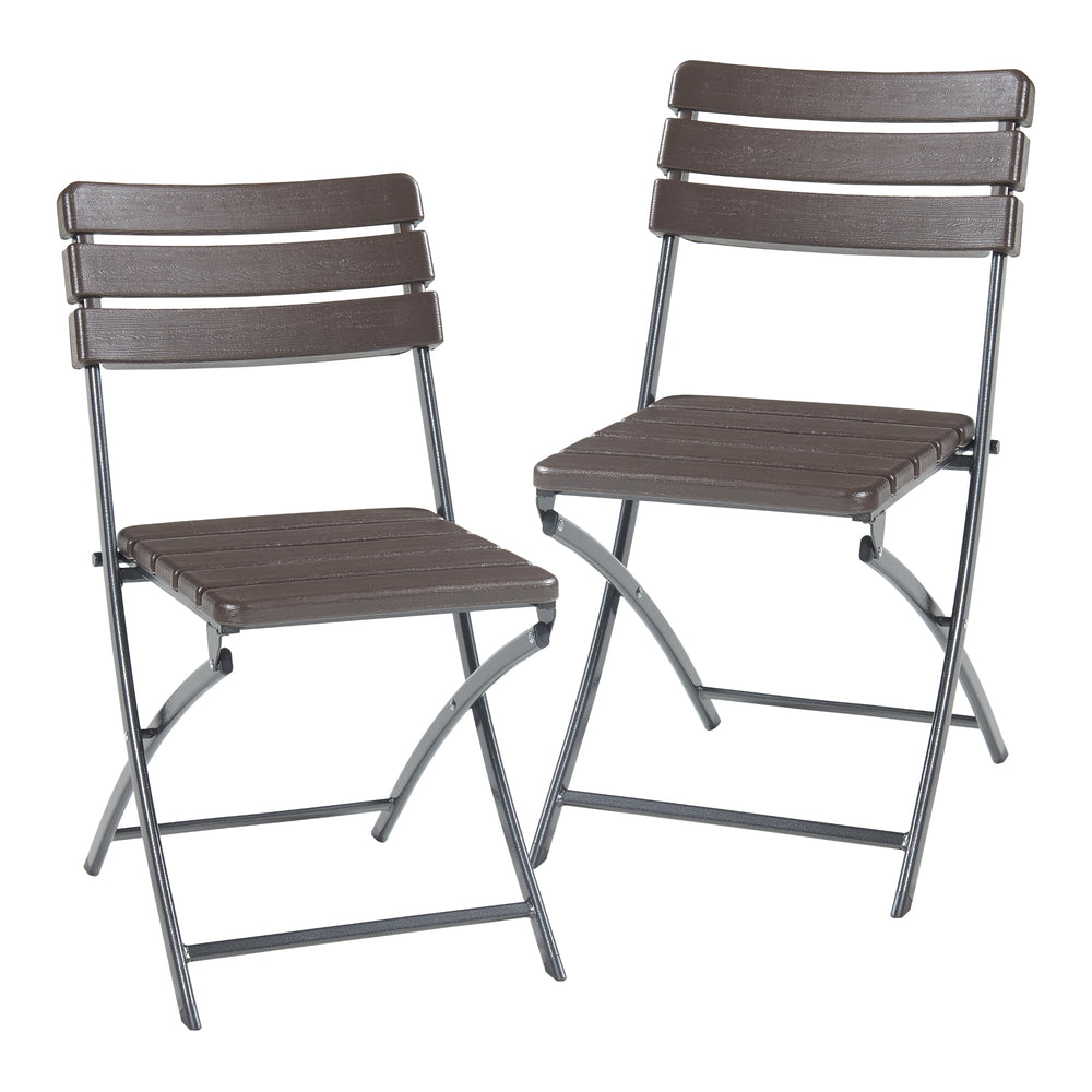 Klappstuhlset Lillestrøm 2 - tlg. Holzoptik, Donkerbruin [en.casa] - premiumXL