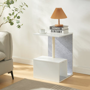 Bijzettafel Masfjorden met krabpaal 60x40x40 cm wit [en.casa]