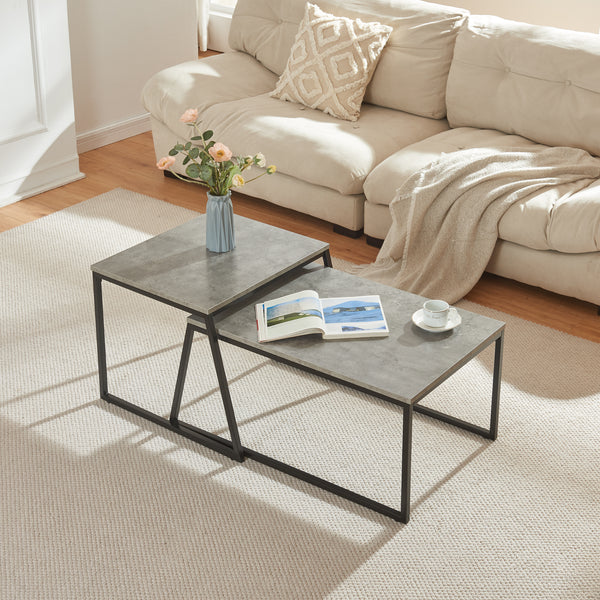 Salontafel Hyllestad set van 2 zwart en betonkleurig [en.casa]