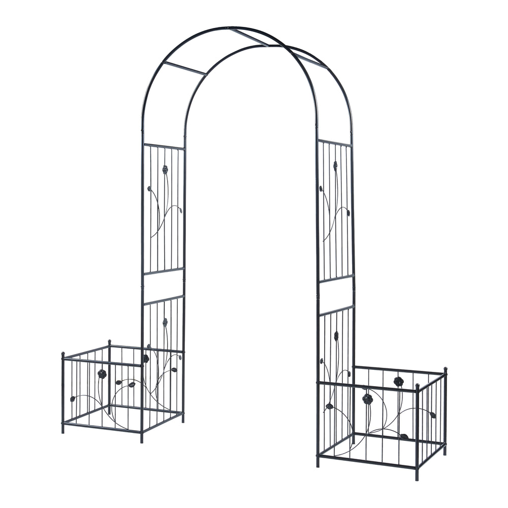Pergola Barisciano met 2 plantenbakken 220x202x50 cm zwart casa.pro