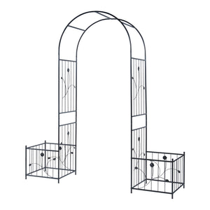 Pergola Barisciano met 2 plantenbakken 220x202x50 cm zwart casa.pro