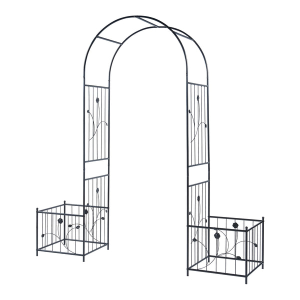 Pergola Barisciano met 2 plantenbakken 220x202x50 cm zwart casa.pro