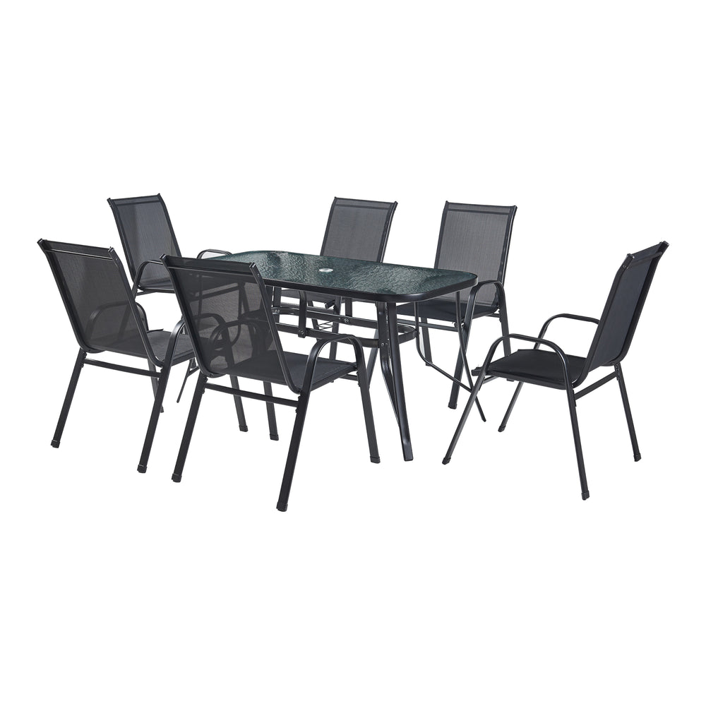 casa.pro Tuinset Aradeo 7-delig tuintafel met tuinstoelen zwart