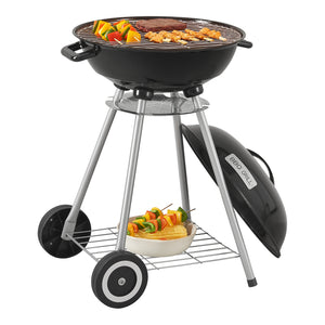 Houtskool BBQ Apricena rond met deksel 80x49x47 cm zwart casa.pro