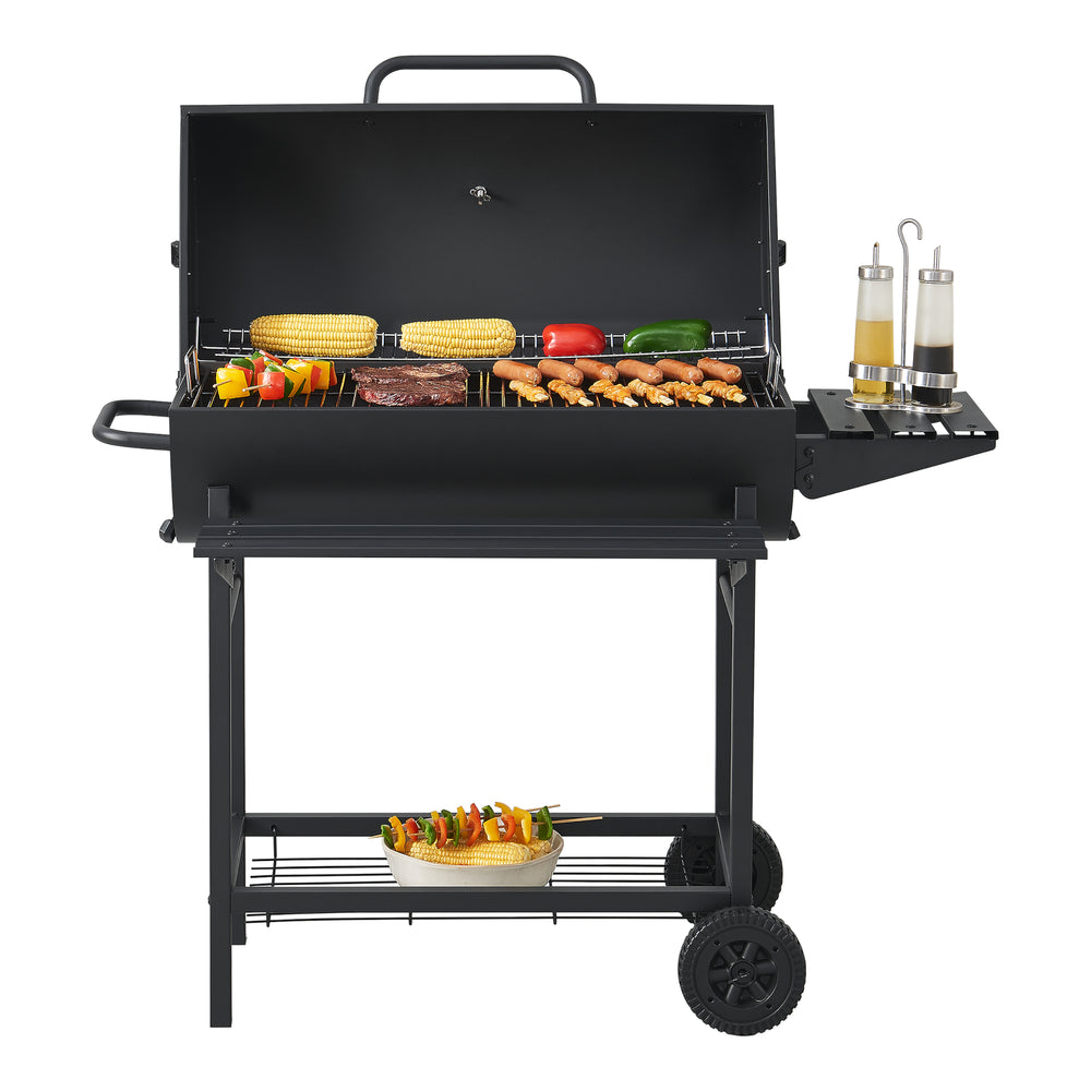 Houtskool BBQ Armento met deksel 95x108x61 cm zwart casa.pro