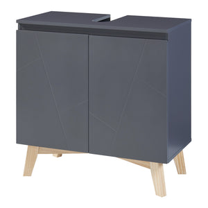 Wastafelonderkast Overath 60x60x30 cm grijs en houtkleurig [en.casa]