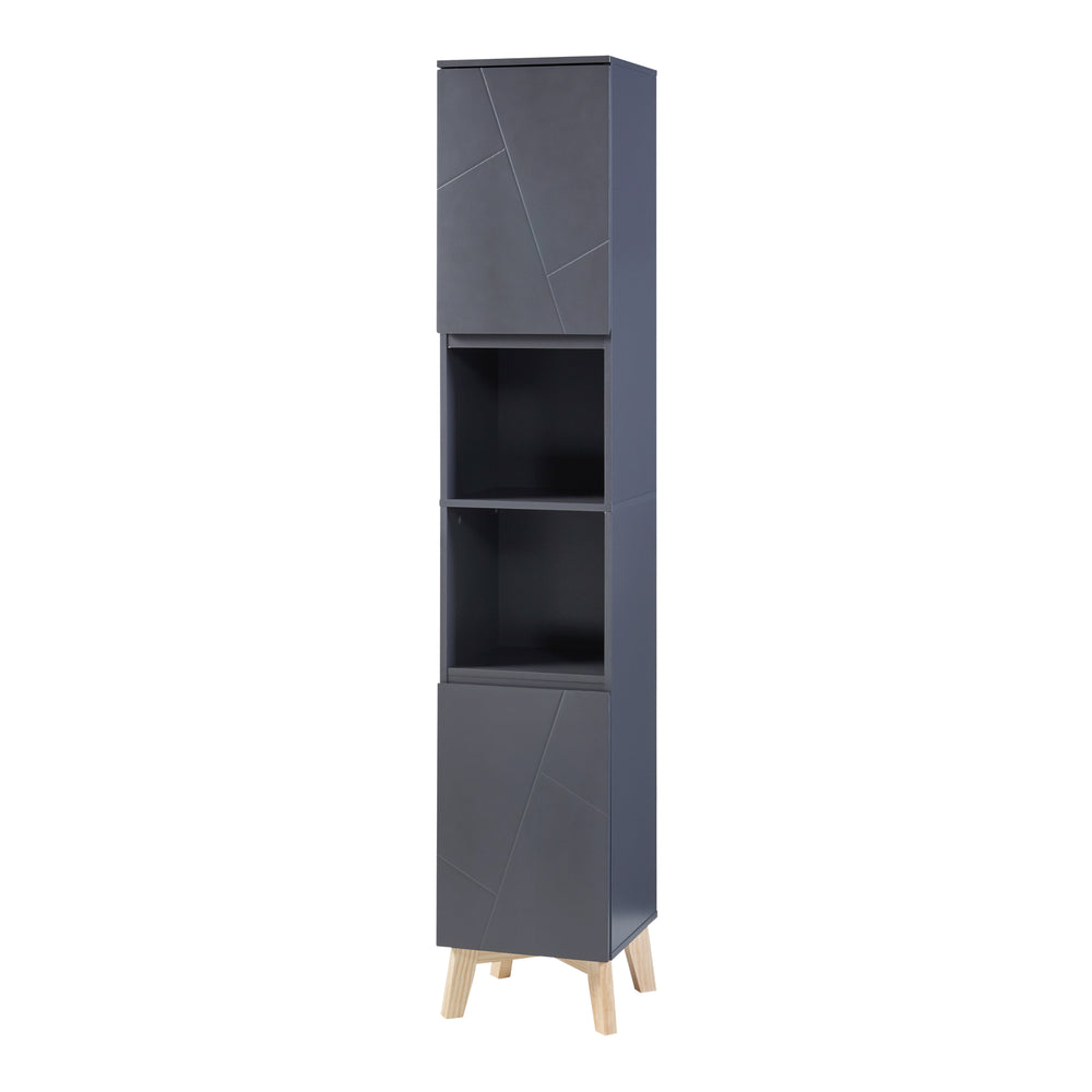 Hochschrank Overath 160x30x30cm Grijs [en.casa] - premiumXL