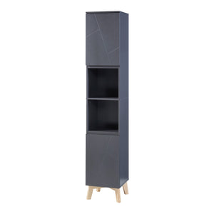 Badkamerkast Overath kolomkast 160x30x30 cm grijs en houtkleurig [en.casa]