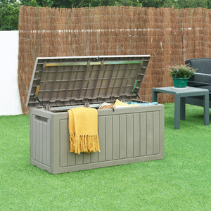 Tuin opbergbox Filetto 124x52,5x57 cm beige en houtkleurig casa.pro