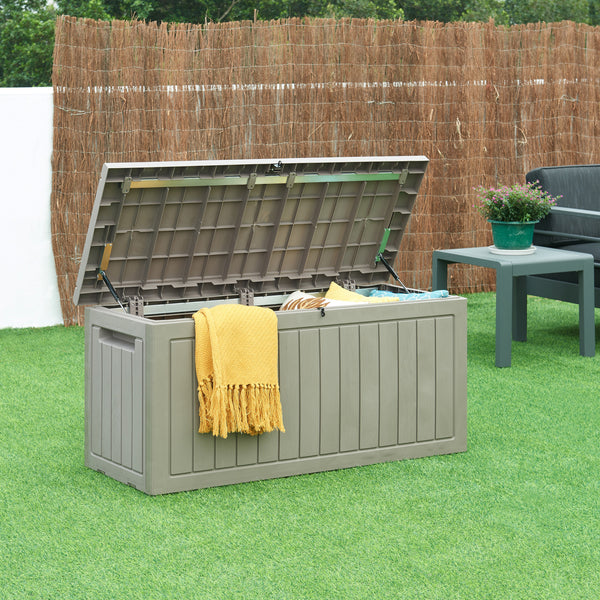 Tuin opbergbox Filetto 124x52,5x57 cm beige en houtkleurig casa.pro