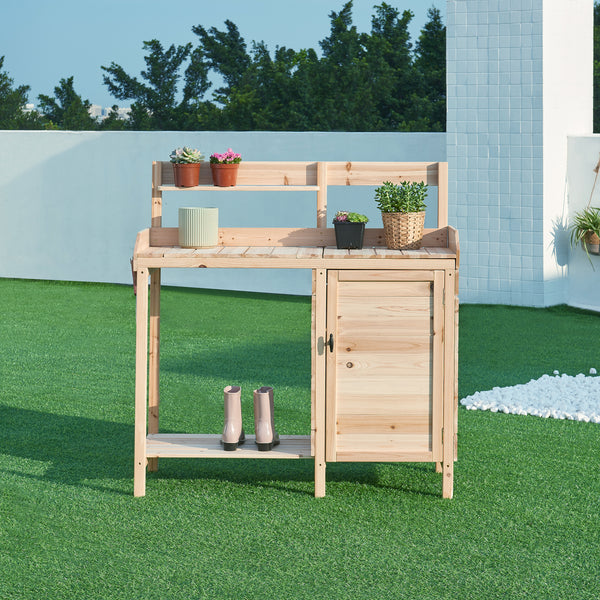 Tuinwerktafel Alessano oppottafel 110x107x46 cm naturel casa.pro