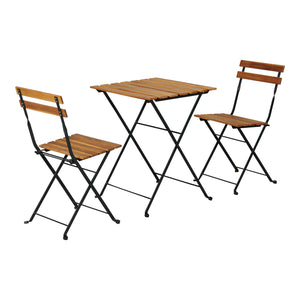 Bistroset Bovino 3-delig tuintafel met 2 tuinstoelen zwart en naturel casa.pro