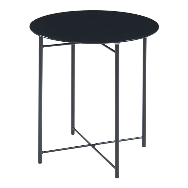 Bijzettafel Ödeshög rond glas 45xØ42 cm zwart [en.casa]