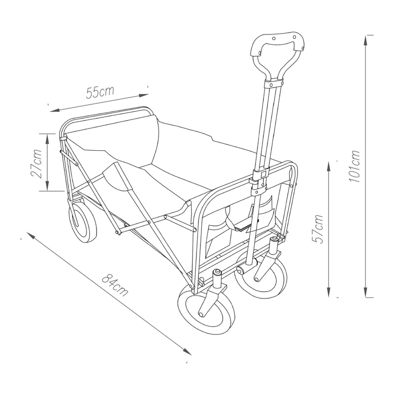 Maatschets Bolderkar Stenlille strandkar 84x55x57 cm zwart pro.tec