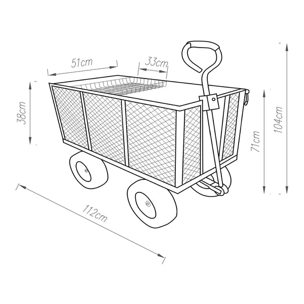 Bolderkar Corropoli 112x51x71 cm zwart en geel pro.tec