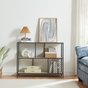 Console tafel Övertorneå 100x30x75 cm zwart en eikenkleurig [en.casa]