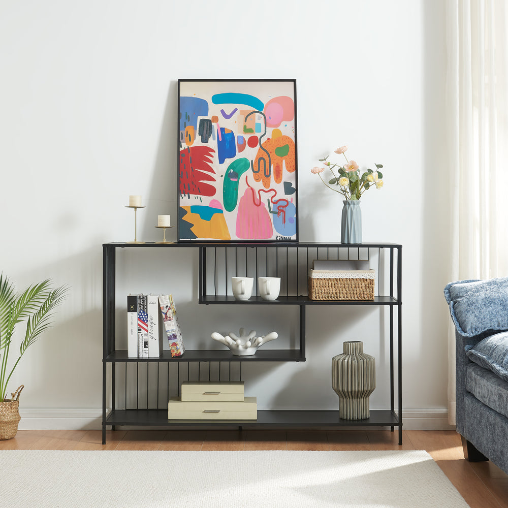Konsolentafel Oxelösund 120x33x80 cm Zwart [en.casa] - premiumXL