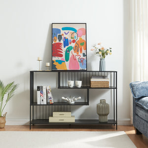 Console tafel Oxelösund 120x33x80 cm zwart [en.casa]