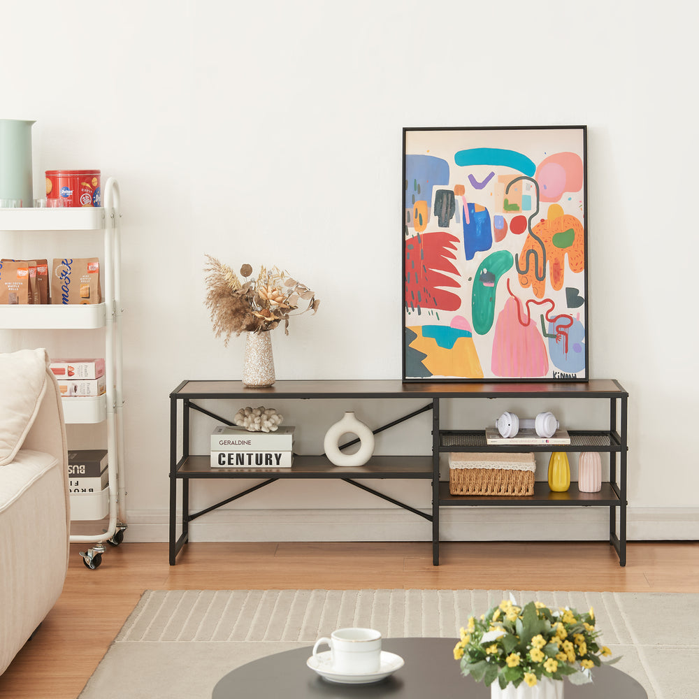 Tv-tafel Västiarharg 120x30x46 cm Zwart/Walnootlook [en.casa] - premiumXL