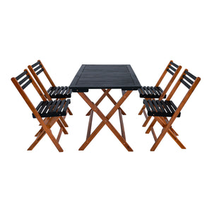 Tuinset Altamura 5-delig tuintafel met 4 tuinstoelen houtkleurig en grijs FSC®-gecertificeerd [en.casa]