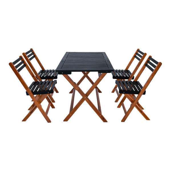 Tuinset Altamura 5-delig tuintafel met 4 tuinstoelen houtkleurig en grijs FSC®-gecertificeerd [en.casa]