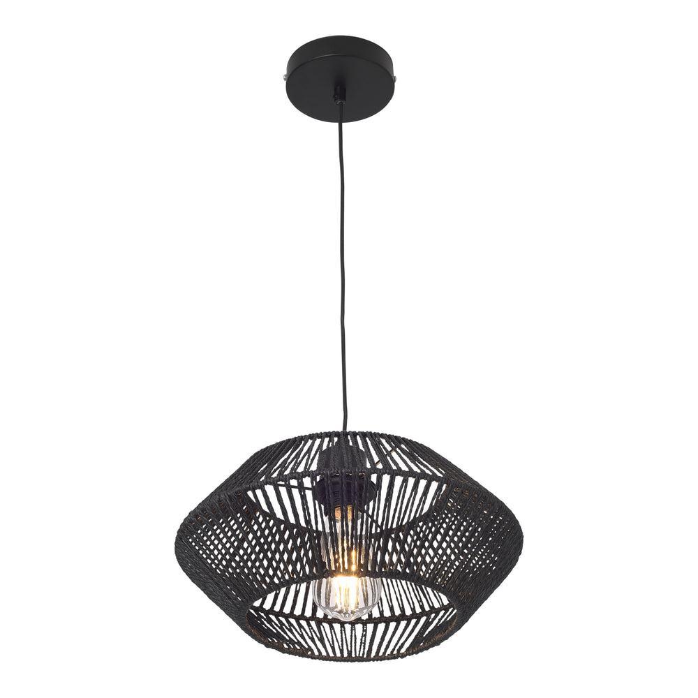Hängeleuchte Amersham Metaal+Rotan Zwart [lux.pro] - premiumXL