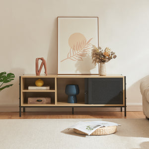 TV meubel Tysnes 120x40x45 cm eikenkleurig en zwart [en.casa]