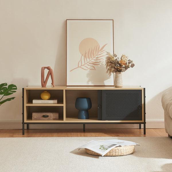 TV meubel Tysnes 120x40x45 cm eikenkleurig en zwart [en.casa]