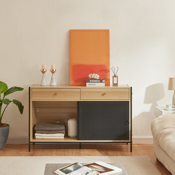 TV meubel Tysnes 120x40x75 cm eikenkleurig en zwart [en.casa]