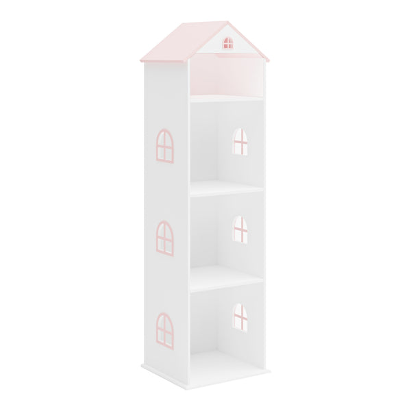 Kinderkast Leksand open kast 140x40x35 cm wit en roze [en.casa]