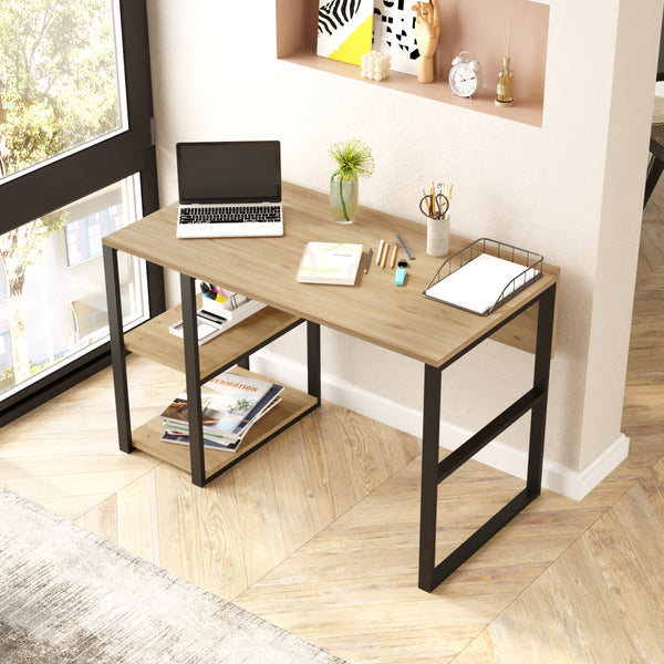 Bureau Tódense 120x60x75 cm eikenkleurig en zwart [en.casa]