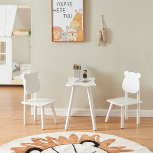 Kindertafel met 2 kinderstoelen Panjang wit [en.casa]