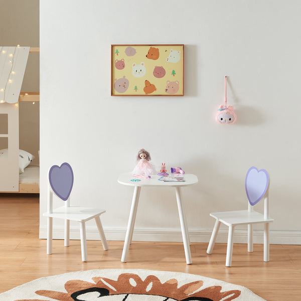 Kindertafel met 2 kinderstoelen Siljan wit en lila [en.casa]