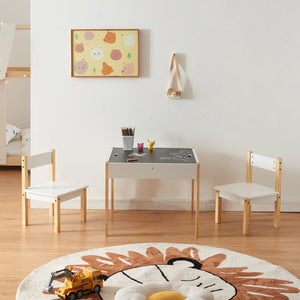 Kindertafel met 2 kinderstoelen Smedjebacken naturel wit en zwart [en.casa]