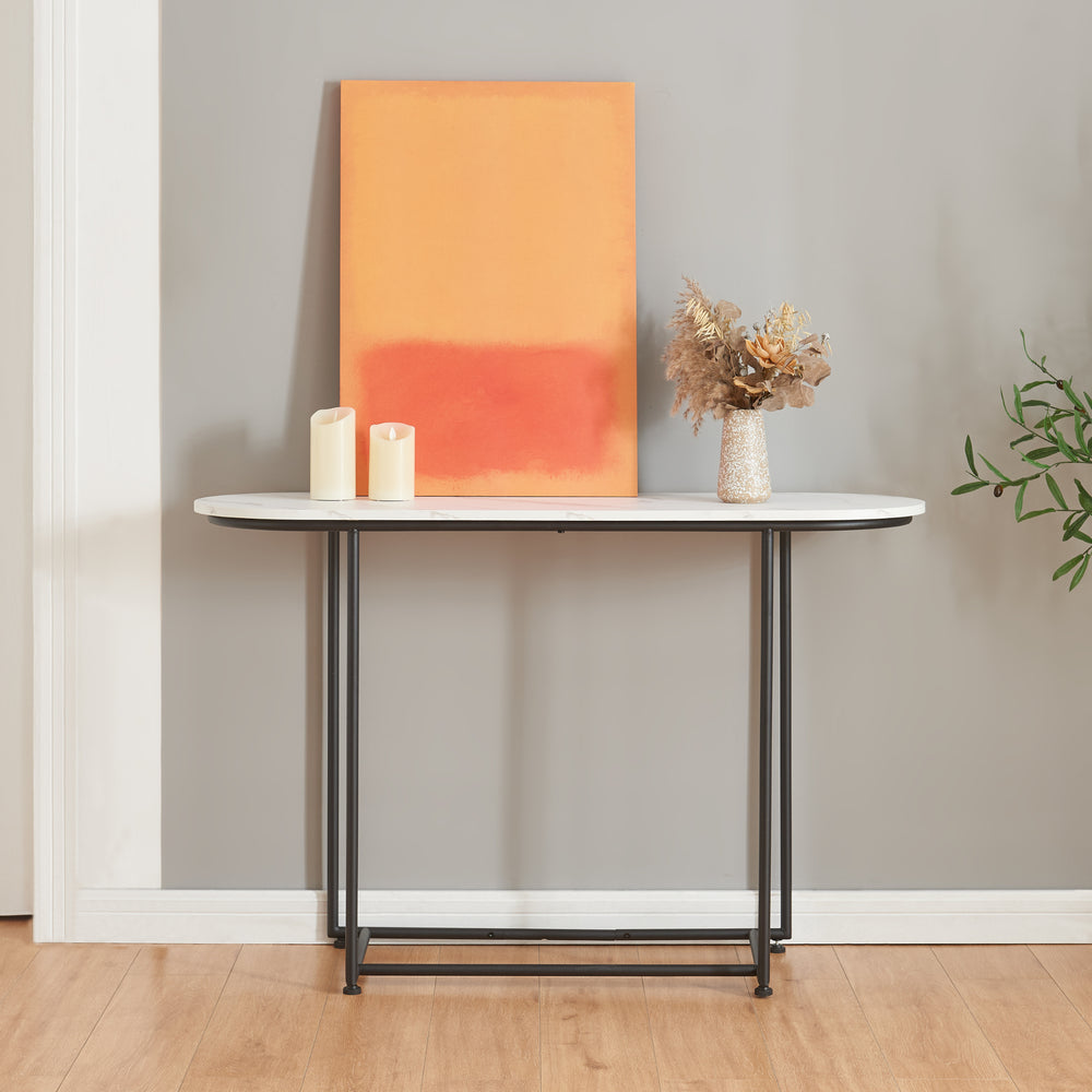 Consoletafel Nordfron 120x40x75 cm marmer, wit [en.casa] - premiumXL