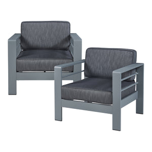Tuinset Avise 3-delig tuintafel met 2 fauteuils antraciet en donkergrijs casa.pro