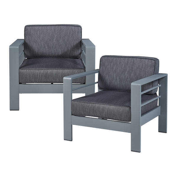Tuinset Avise 3-delig tuintafel met 2 fauteuils antraciet en donkergrijs casa.pro