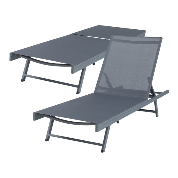 Ligbed Baragiano met tuintafel 3-delig set antraciet en donkergrijs casa.pro