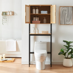 Toilet ombouwkast Tervola 172x63x27 cm zwart en naturel [en.casa]