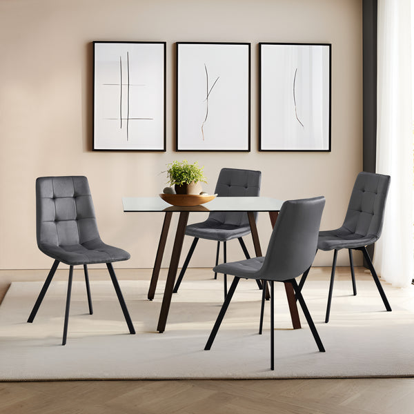Eetkamerstoel Lexnitz 89x44x54 cm set van 4 donkergrijs en zwart [en.casa]