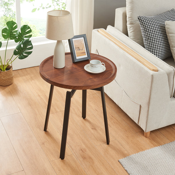 Bijzettafel Mippeena rond Ø50 cm walnootkleurig en zwart [en.casa]