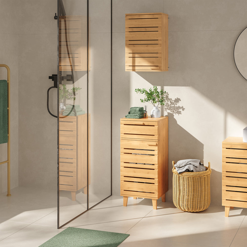 Badezimmerschrank Epind 75x33x30 cm Bamboe Natuur [en.casa] - premiumXL